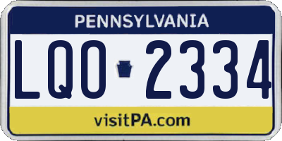 PA license plate LQO2334