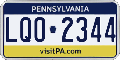 PA license plate LQO2344