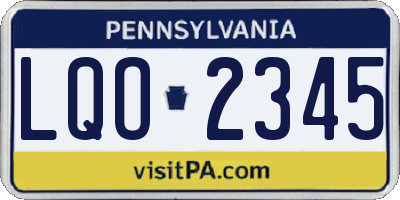PA license plate LQO2345