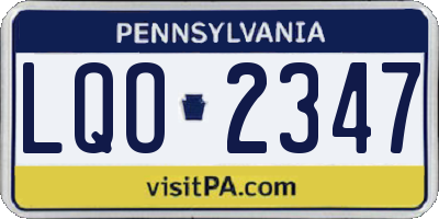PA license plate LQO2347