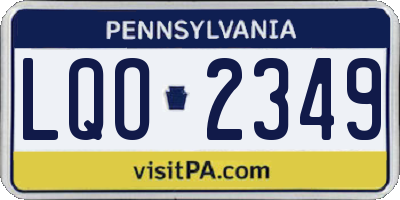 PA license plate LQO2349