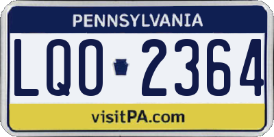 PA license plate LQO2364