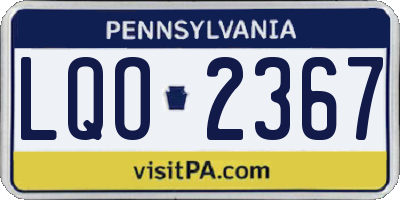 PA license plate LQO2367