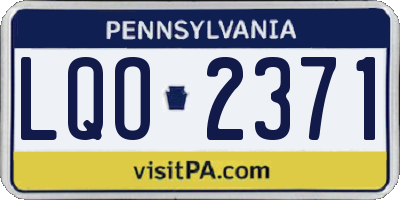 PA license plate LQO2371