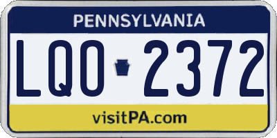 PA license plate LQO2372