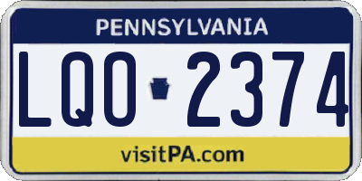 PA license plate LQO2374