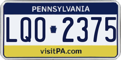 PA license plate LQO2375