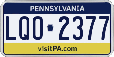 PA license plate LQO2377
