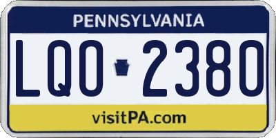 PA license plate LQO2380