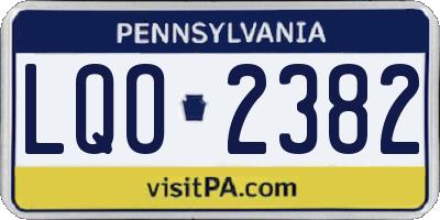 PA license plate LQO2382