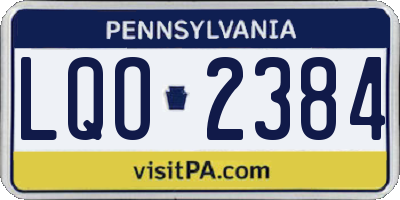 PA license plate LQO2384