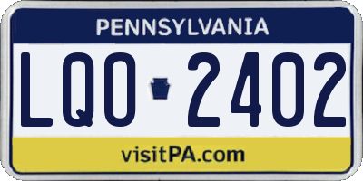 PA license plate LQO2402