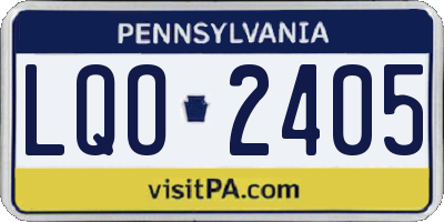 PA license plate LQO2405
