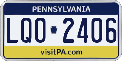 PA license plate LQO2406