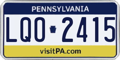PA license plate LQO2415