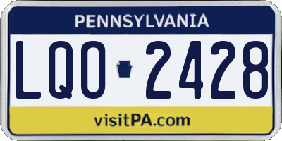 PA license plate LQO2428