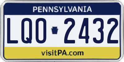 PA license plate LQO2432