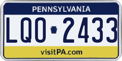 PA license plate LQO2433