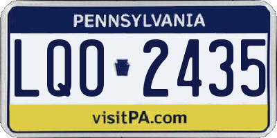 PA license plate LQO2435