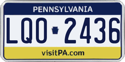 PA license plate LQO2436
