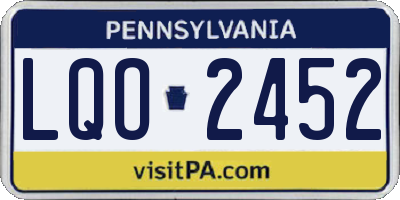 PA license plate LQO2452