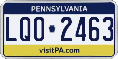PA license plate LQO2463