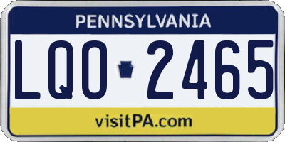 PA license plate LQO2465
