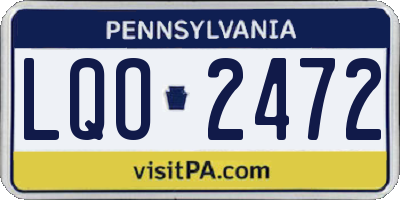 PA license plate LQO2472