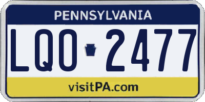 PA license plate LQO2477