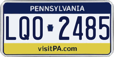 PA license plate LQO2485