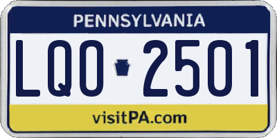 PA license plate LQO2501