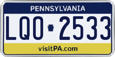 PA license plate LQO2533