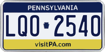 PA license plate LQO2540