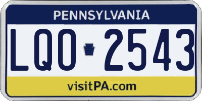 PA license plate LQO2543