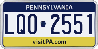 PA license plate LQO2551