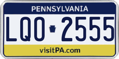 PA license plate LQO2555