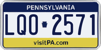 PA license plate LQO2571