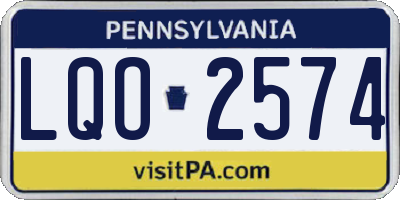 PA license plate LQO2574