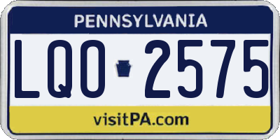 PA license plate LQO2575