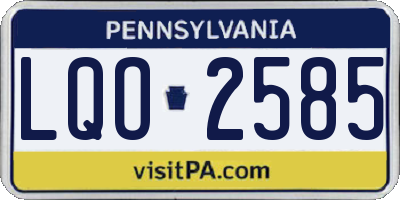 PA license plate LQO2585