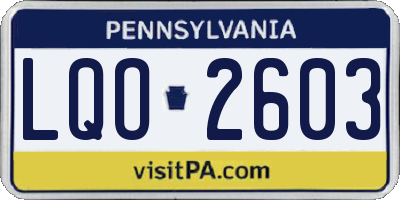 PA license plate LQO2603