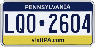 PA license plate LQO2604