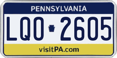 PA license plate LQO2605