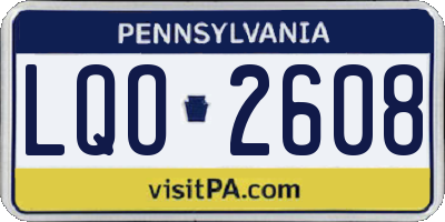PA license plate LQO2608