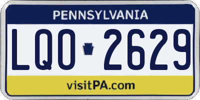 PA license plate LQO2629