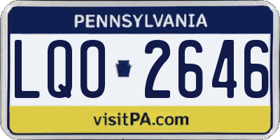 PA license plate LQO2646