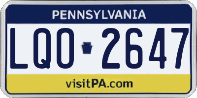 PA license plate LQO2647