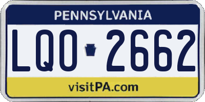 PA license plate LQO2662