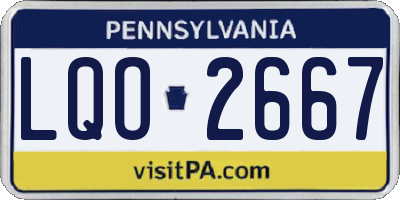 PA license plate LQO2667