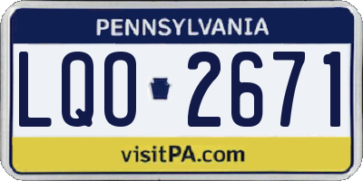 PA license plate LQO2671